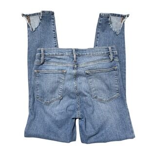 Frame Denim Le High Skinny Prizzi Jeans Distressed Step Hem Blue Size 27